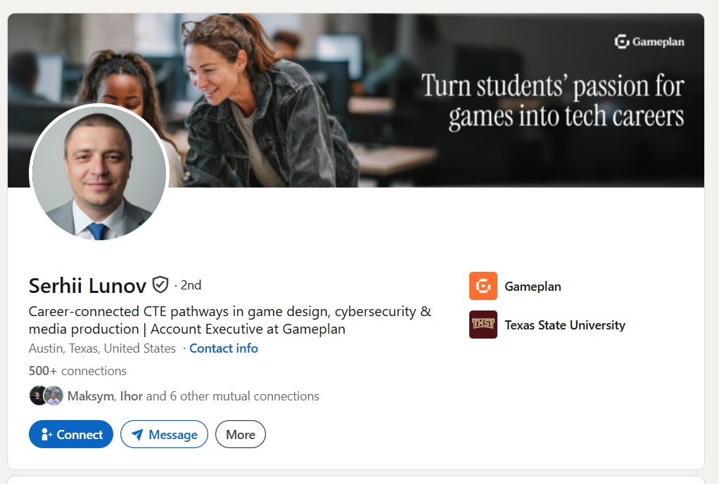 Serhii Lunov — real NFC-verified LinkedIn account